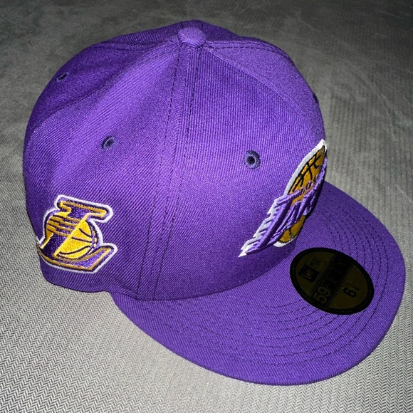 Men's Los Angeles Lakers New Era Purple Multi 59FIFTY Fitted Hat - Picture 7 of 13